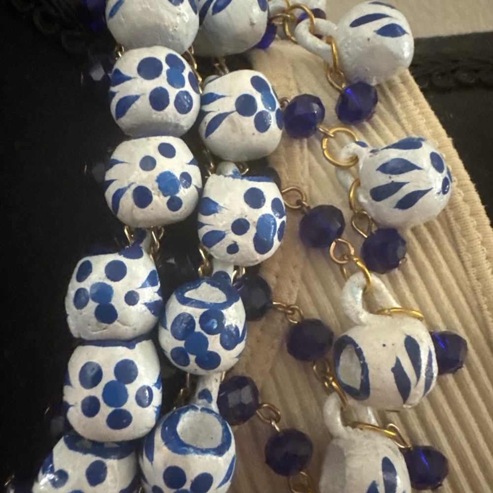 Blue and White Beaded Necklace